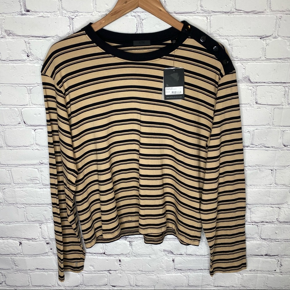 ATM Stripe Pima Cotton Long Sleeve Boy Tee - Picture 3 of 10